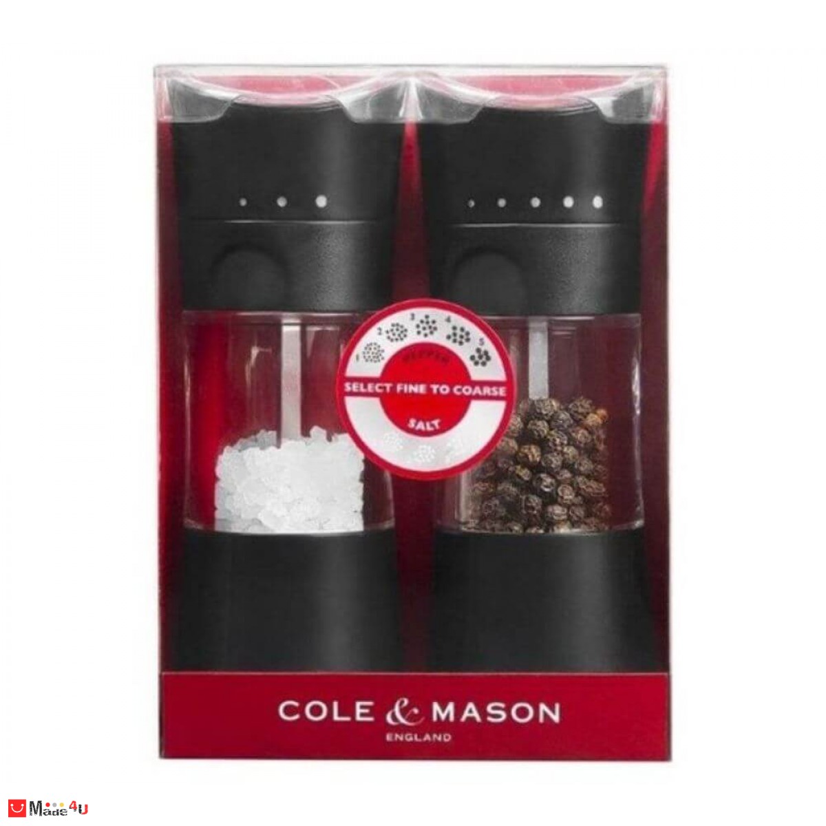 Мелнички за сол и пипер 2 броя, черни, с механизъм за прецизност - HARROGATE, COLE&MASON